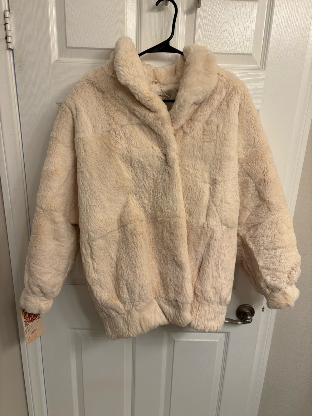 Women's Vintage Cream Rabbit Fur Jacket